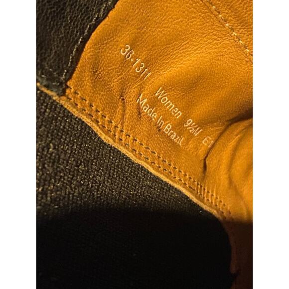 Trask Black Ankle Boots with Silver Eyelet Elastic Gores, Chunky Heel Womens 9.5 - Picture 12 of 13